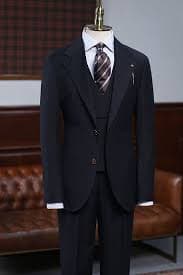 Adolph Classic All Black Notched Lapel Slim Fit Custom Business Suit | Allaboutsuit