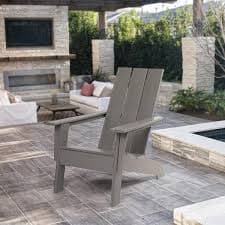 Resin TEAK Gray Modern Plastic Adirondack Chair RSTK-MDN-GRY - The Home Depot