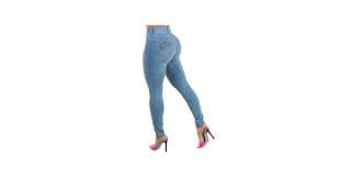 Moda Xpress Juniors Size Blue Acid Wash Mid Rise Push-Up Butt Lifting Stretchy Skinny Jeans 10192C at Amazon Women's Jeans store