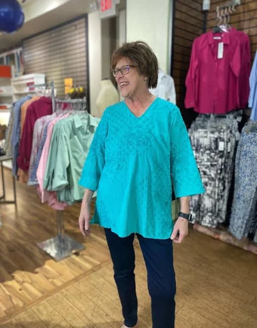 Embroidered V Neck Tunic Peacock / XLarge