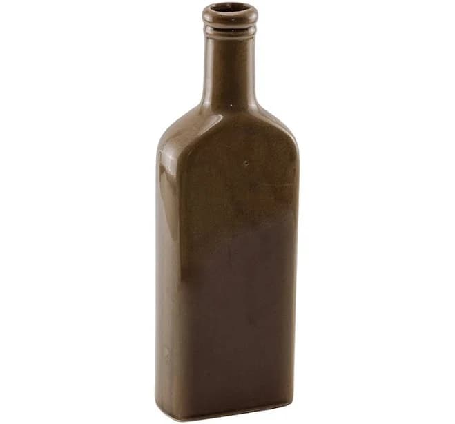 Ceramic Square Decorative Bottle in Brown