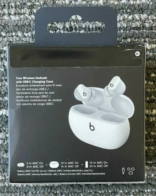 Beats by Dr. Dre Beats Studio Buds White Wireless Noise Canceling Earphones Bluetooth In-Ear | Built-in Microphone | LIGHTSPEED Wireless