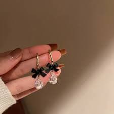 C-shaped Black Bowknot Zircon Earrings for Women Personalized Temperament Jewelry High-end Sense Female Earrings - AliExpress