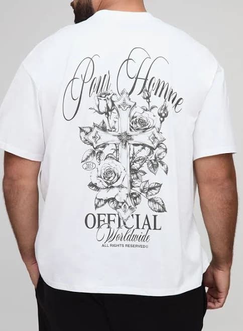 boohooMAN Men's Oversized Gothic Cross T-Shirt