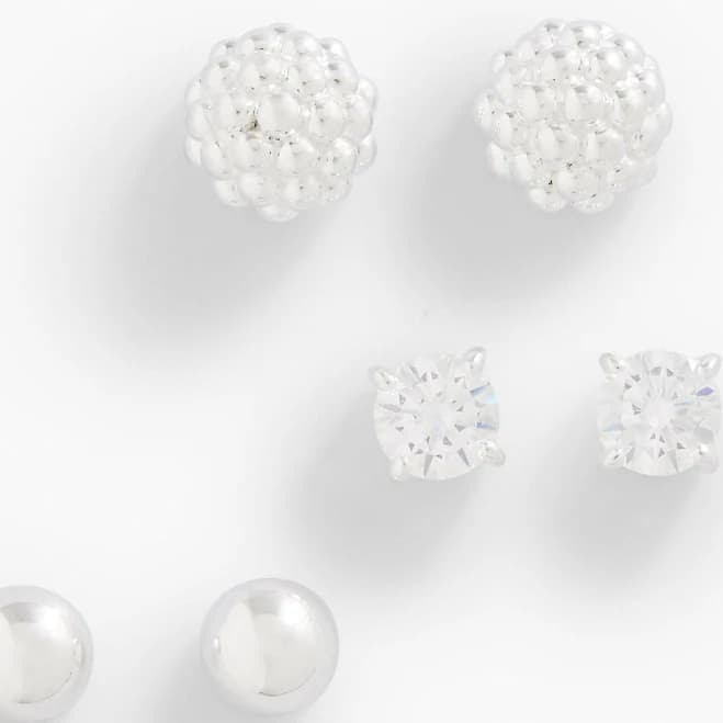 Talbots Women's Sterling Silver Ball Cluster Stud Earring Set