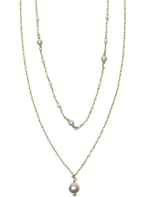 Argento Vivo Sterling Silver Faux Pearl & Bead Chain Necklace