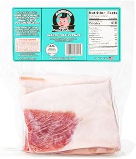 Salted Pork Fatback (Skin On), Net Weight 16oz (1lb) Vacuum Packed Bag, Used For Flavoring And Seasoning In Traditional Southern Cuisine And Caribbean Recipes. Tocino De Cerdo Salado Con Pellejo, Para Usar Como Saborizante Y Sazonar En Recetas Caribeñas T