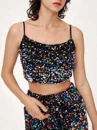 Rainbow Night Sequin Crop Top