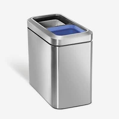 simplehuman 20 Liter Dual Compartment Slim Open Top Recycling Trash Can