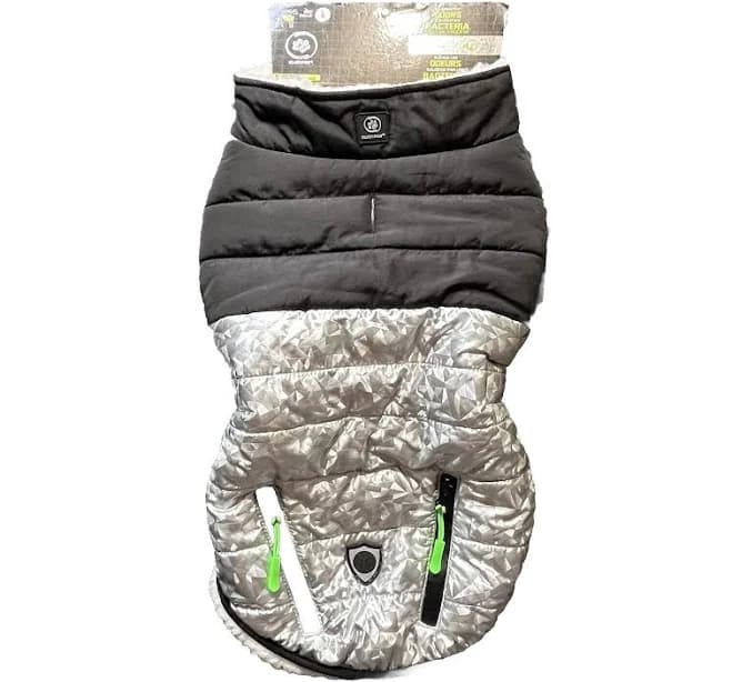 Silverpaw Black Silver Quilted Puffer Winter Shield Dog Coat Jacket