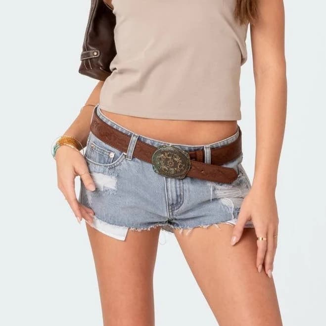 Edikted Women's Devin Low-Rise Micro Denim Shorts