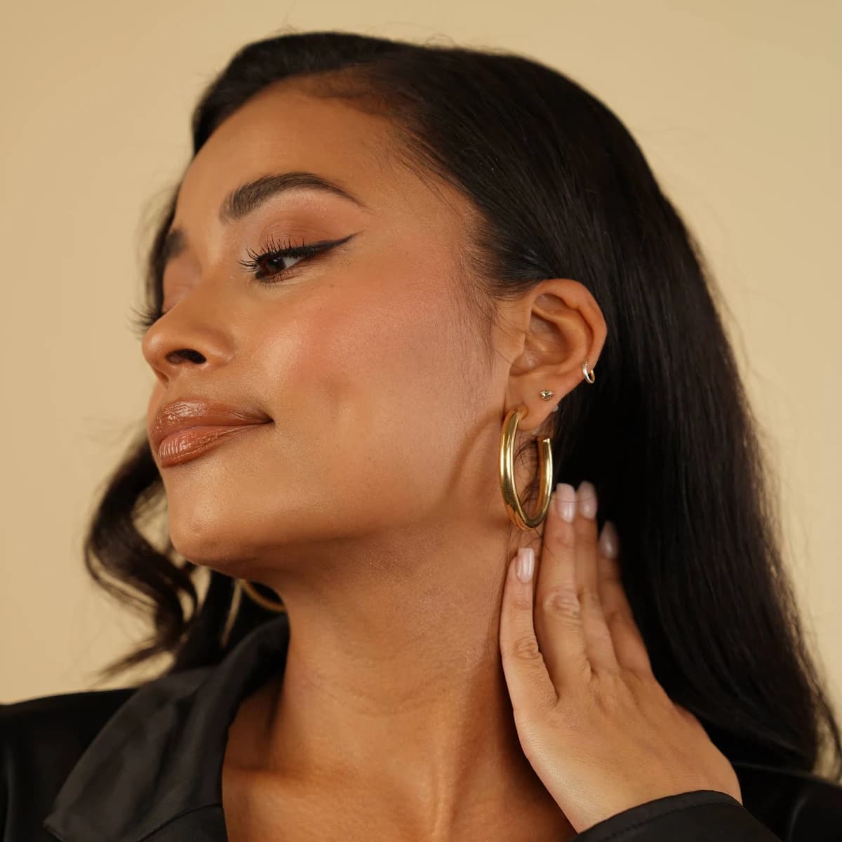18K Gold Plated Thick Hoop Earrings