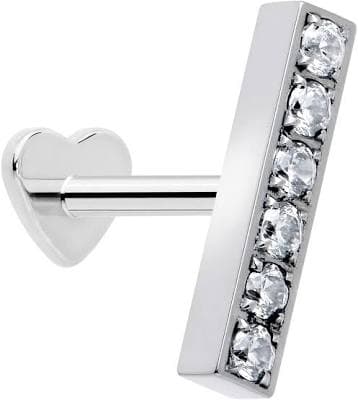 Body Candy 18G 1/4 Clear Gem Implant Grade Titanium Threadless Bar Reversible Flatback Stud