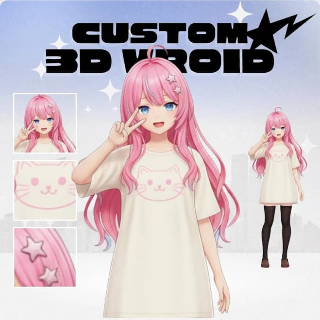 VTuber VRoid 3D Model - Custom Anime Avatar for Streaming | Ready for VTube Studio