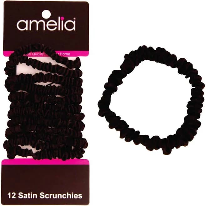 Amelia Beauty Skinny Satin Scrunchies (12 Pack)