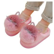 PINQI Unisex Child First Walking Slippers Kids Children's Boys Girls Winter Fall Cute Plush Shoes Indoor Home Warm and Cute Flock Slippers for Indoor Outdoor(Pink,7-8 Years) - Walmart.com