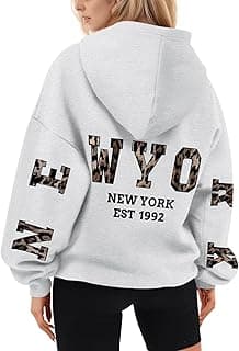 Women Leopard Print New York Hoodie Vintage Sweatshirt Y2k Oversized Graphic Hoodies Cotton Pullover Tops