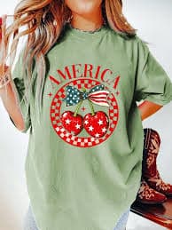 Vintage Cherry Bow Oversize Graphic Tee Sale-boldoversize