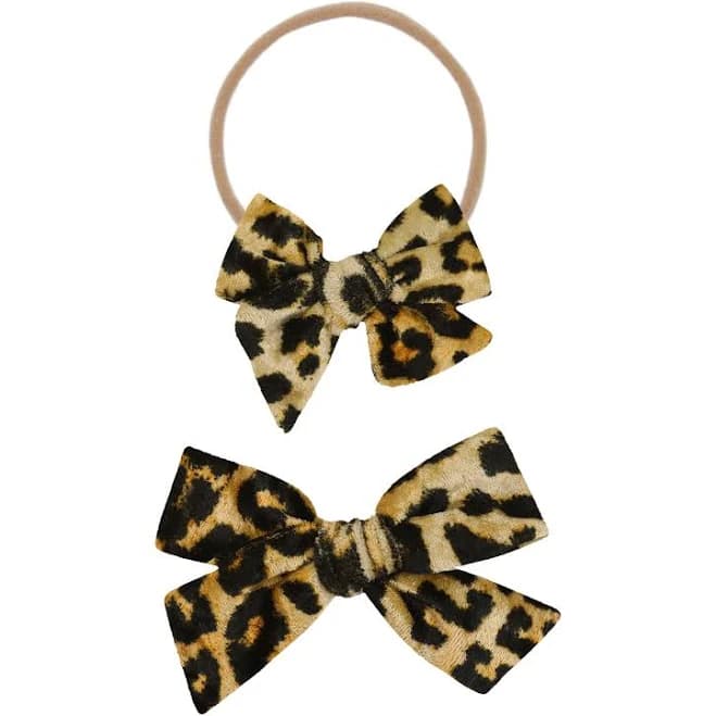 Velvet Leopard Bow Headband