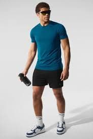 Alo Conquer Reform Crewneck Short Sleeve - Eclipse Blue - Outdoor Clothing - Free Shipping - BeyondStyle