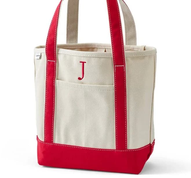 Lands' End Pre-Monogrammed Letter J Canvas Tote Bag