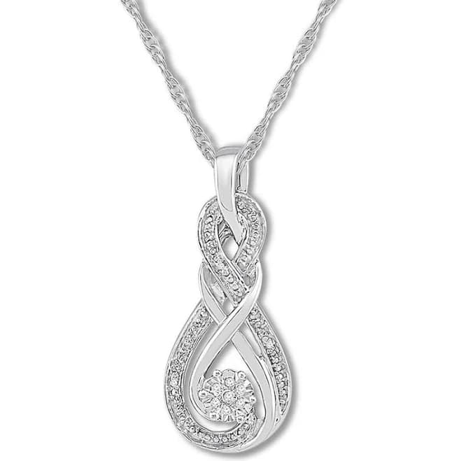 Sterling Silver Diamond Swirl Necklace, 18"