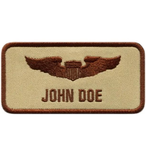 Kel-Lac Velcroed Flight Suit Name Badge - Pilot (1 Line) Desert Size OS