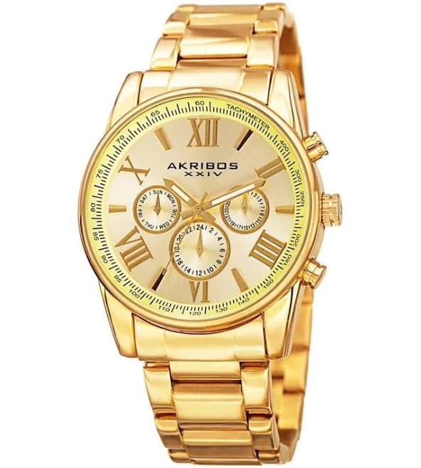Akribos Men's Multifunction Tachymeter Stainless Steel Bracelet Watch