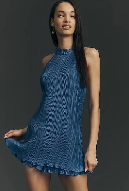 Anthropologie Halter Plissé Romper