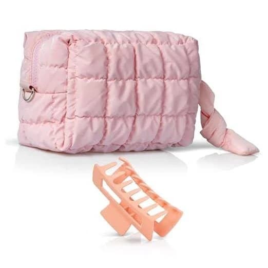 Pink Quilted Makeup Bag