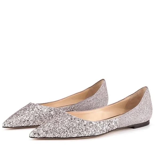 Women's Glitter Pointed Toe Slip-On Flats