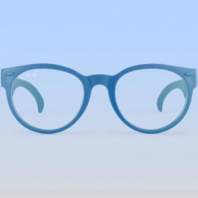 Kids Unbreakable Glasses | Bendable Glasses for Kids! Round / Cloudy Blue Frame / Clear