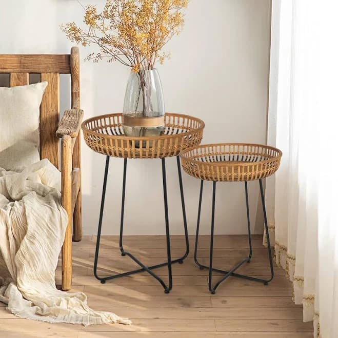 Oakrain Rattan Side Table Set of 2