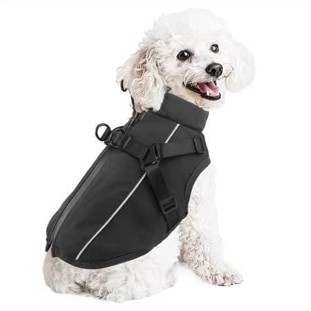 Pceotllar Winter Dog Coat with Harness Waterproof Reflective Dog Winter Jacket