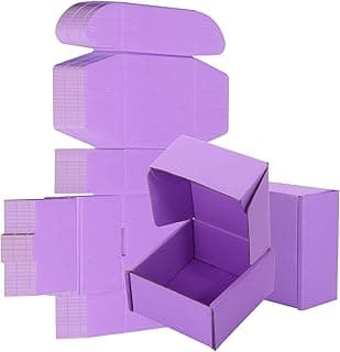 25 Pack Small Shipping Boxes Purple Corrugated Cardboard Box 4x4x2 inches，Corrugated Box for Packaging Small Business,Mailing Packing Literature Mailer,Shipping Gift Boxes