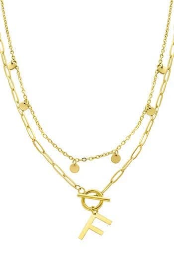 Adornia Women's 14K Gold-Plated Layered Initial Toggle Necklace