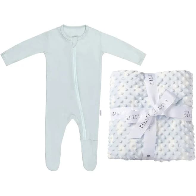 Blue Cloud Blanket & Footie Gift Set