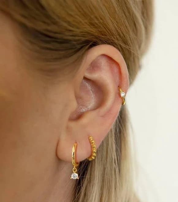 Tiny CZ Dangle Charm Huggie Hoops