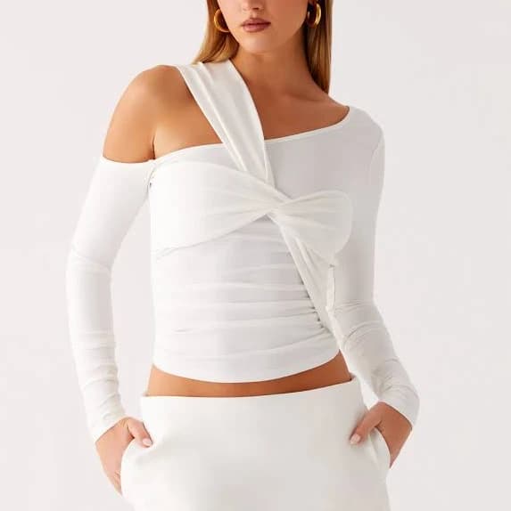 Cloud Kiss Asymmetric Long Sleeve Top