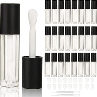 24 pcs Empty 5ml big brush lip gloss tube black round lipgloss tubes container with big doe foot wand cosmetic packing containers