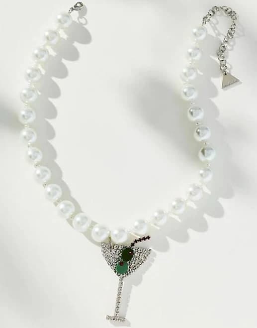 Anthropologie Beaded Drink Charm Necklace