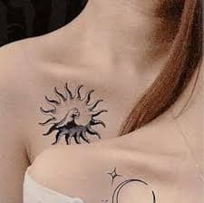 Amazon.com : Sun And Moon Couple Tattoo Stickers Men And Women Waterproof Herbal Semi-Permanent Collarbone Tattoos : Beauty & Personal Care