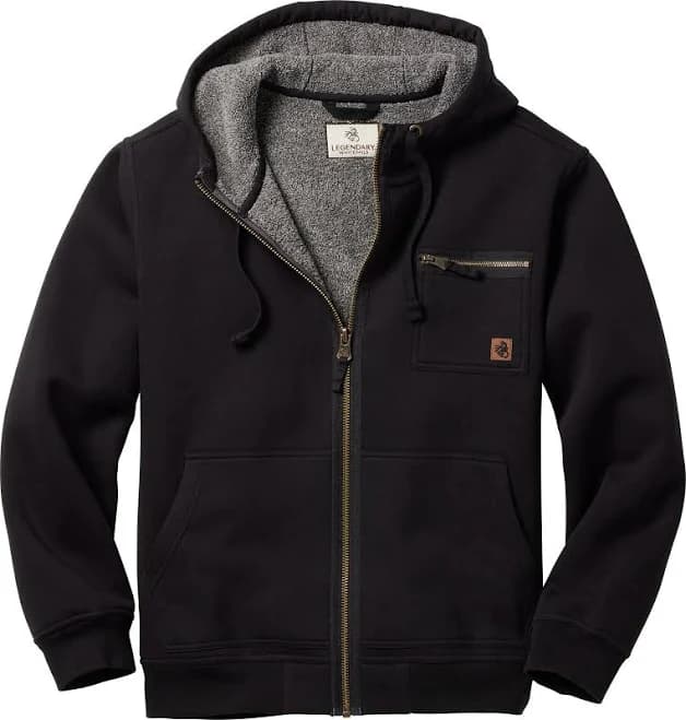 Men's Legendary Whitetails Full Zip Up Hoodie Menswear Warm Fleece Lined Sweatshirt
