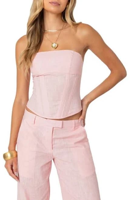 Edikted Women's Arya Linen Look Corset Top