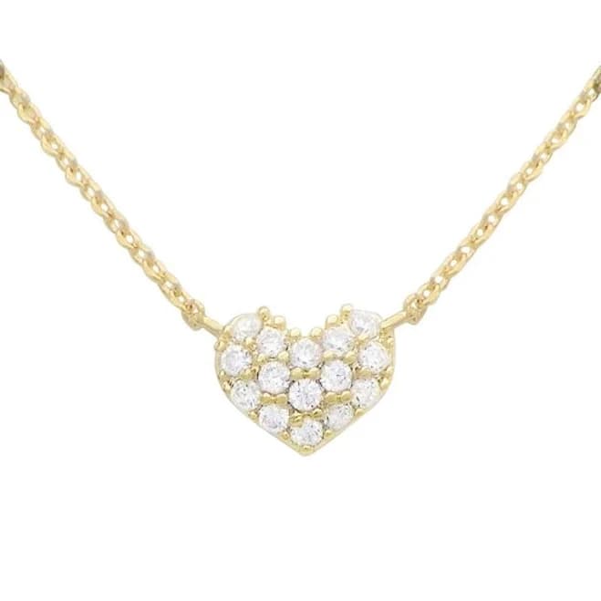 14K Gold Crystal Heart Pendant Necklace