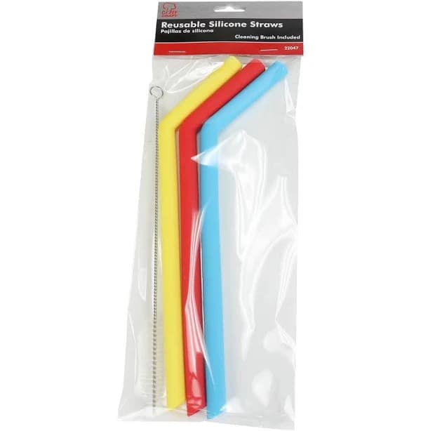 Chef Craft Eco Bent Silicone Straw 10 inches in Length 3 Piece Set