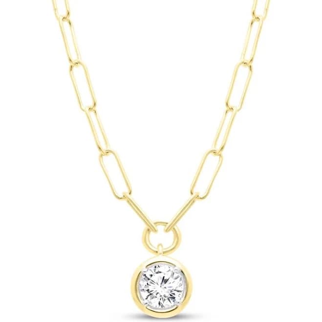 Studio by Kay 1 Ct tw Round-Cut Lab-Grown Diamond Solitaire Necklace in 24K