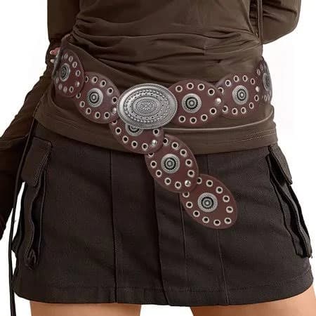 Women's Vintage Disc Concho Leather Belt