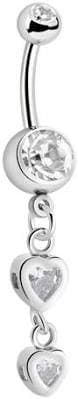Belly Button Ring, Surgical Steel, Silver, with Charm and