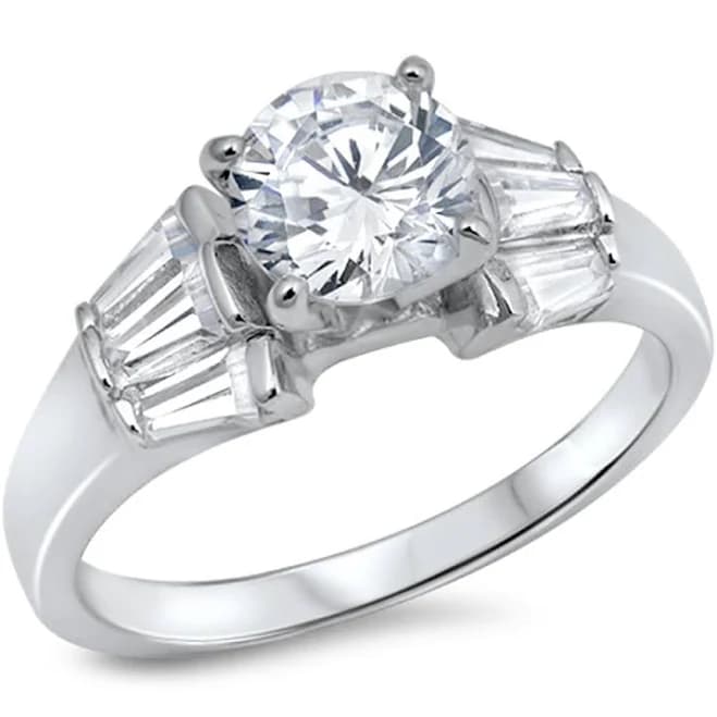 .925 Sterling Silver Round CZ Solitaire Ring